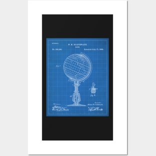 Atlas Globe Map Patent - World Traveler Teacher Classroom Art - Blueprint Posters and Art